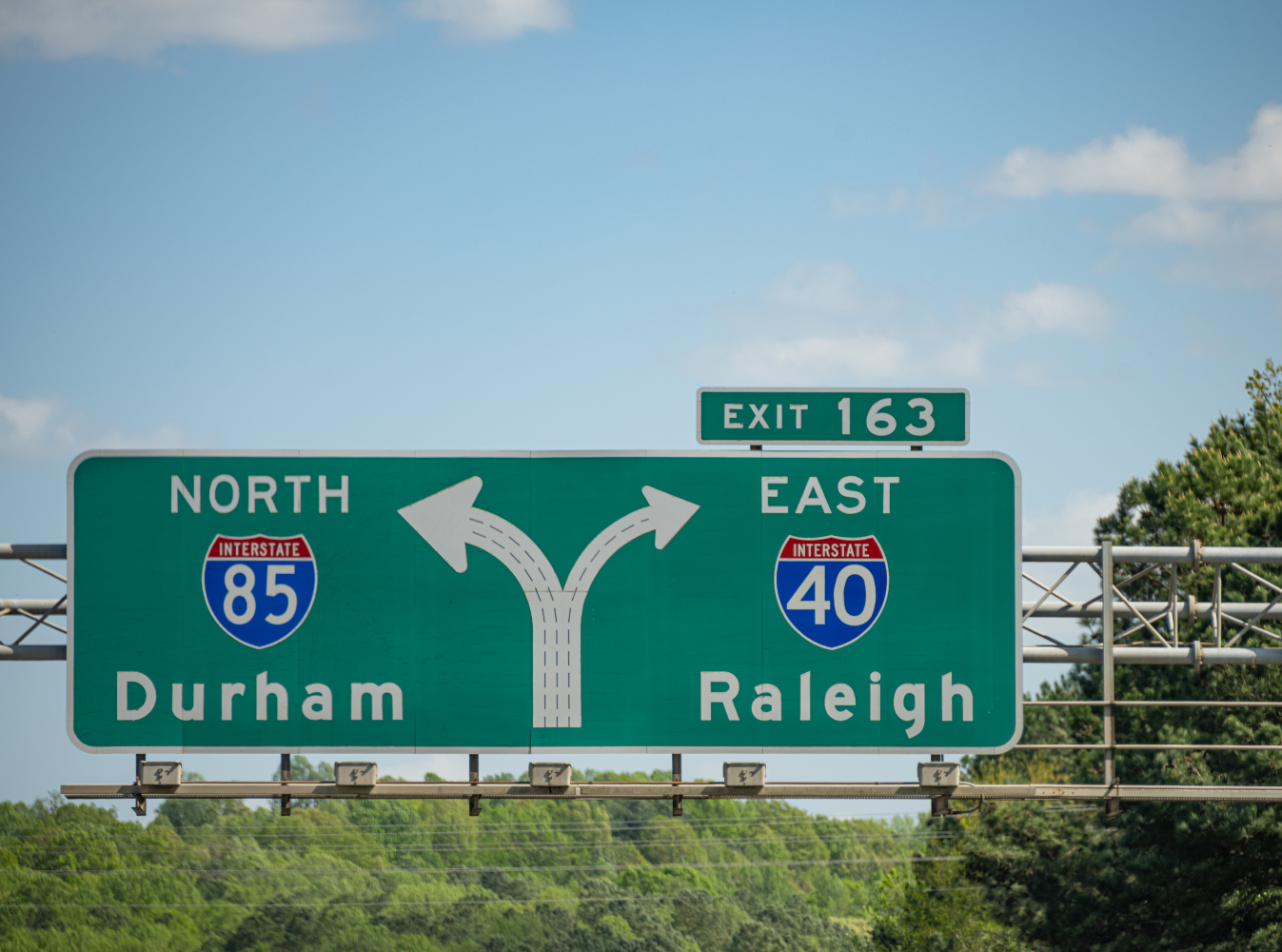 durham raleigh I-40 highway sign