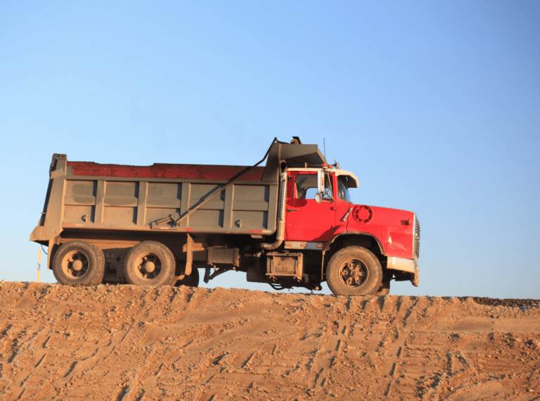 dump truck on a hill