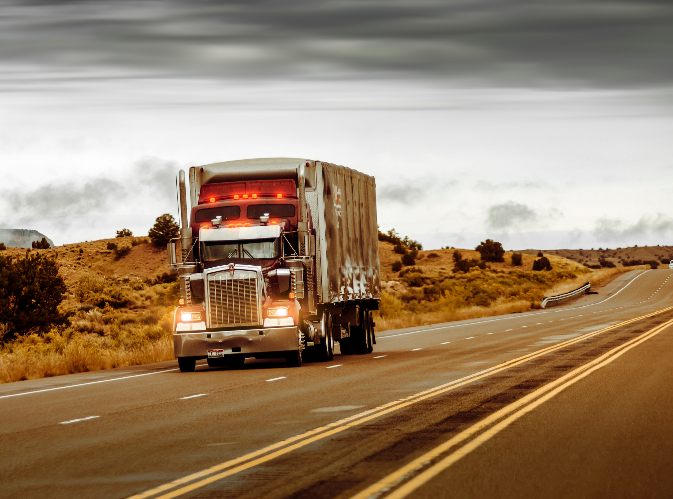 tractor trailer on the road